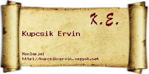 Kupcsik Ervin névjegykártya