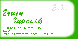 ervin kupcsik business card